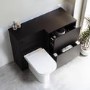 1100 Black Toilet and Sink Unit Right Hand with Square Toilet and Black Fittings - Palma