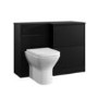 1100mm Black Right Hand Toilet and Sink Unit with Square Toilet and Matt Black Push Button - Palma