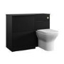 1100 Black Toilet and Sink Unit Left Hand with Square Toilet and Brass Fittings - Palma