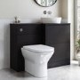 1100mm Black Right Hand Toilet and Sink Unit with Triangular Countertop Basin and Chrome Push Button - Palma