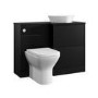 1100mm Black Right Hand Toilet and Sink Unit with Triangular Countertop Basin and Chrome Push Button - Palma