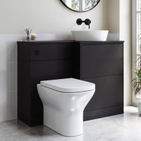 1100mm Black Combination Unit Right Hand with Palma Toilet, Lotus basin  and black fittings- Palma