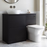 1100mm Black Combination Unit Left Hand with Palma Toilet, Lotus basin  and chrome fittings- Palma