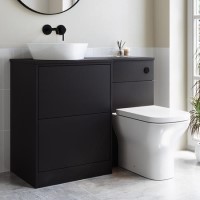 1100mm Black Combination Unit Left Hand with Palma Toilet, Lotus basin  and black  fittings- Palma