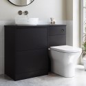 BUN/PALB600/92730 1100mm Black Left Hand Toilet and Sink Unit with Marble Countertop Basin and Chrome Fittings - Palma
