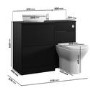 1100mm Black Combination Unit Left Hand with Palma Toilet, Marble basin  and chrome fittings- Palma