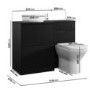 1100mm Black Combination Unit Left Hand with Palma Toilet, Marble basin  and black fittings- Palma