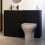 1100mm Black Toilet and Sink Unit with Round Toilet and Matt Black Push Button - Palma