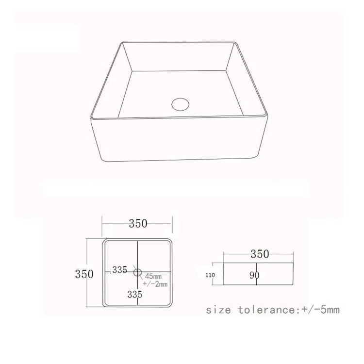 500mm Wood Effect Freestanding Countertop Vanity Unit with Square Basin - Palma