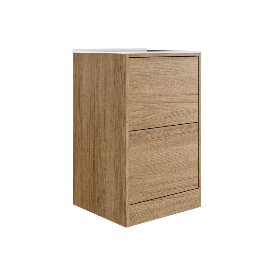 500mm Oak Wood Effect Freestanding Vanity Unit with Basin - Palma