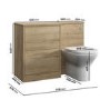 1100mm Oak Toilet and Sink Unit Left Hand with Square Toilet and Chrome Fittings - Palma