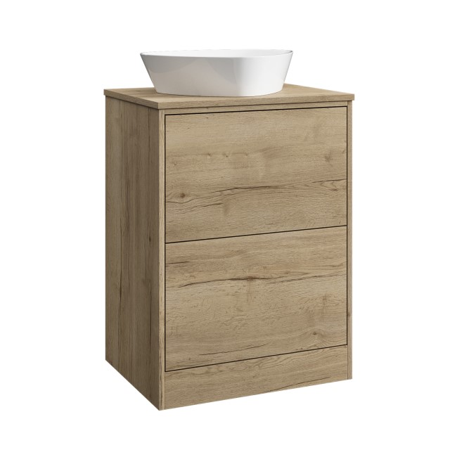 600mm Wood Effect Freestanding Countertop Vanity Unit with Triangular Basin – Palma