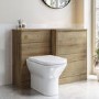 1100mm Oak Toilet and Sink Unit Right Hand with Square Toilet and Brass Fittings - Palma