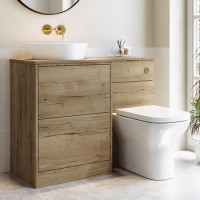1100mm Oak Combination Unit Left Hand with Palma Toilet, Lotus basin, and brass  fittings- Palma 