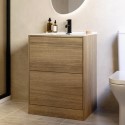 BUN/PALO600FS/100858 600mm Oak Wood Effect Freestanding Vanity Unit with Basin - Palma