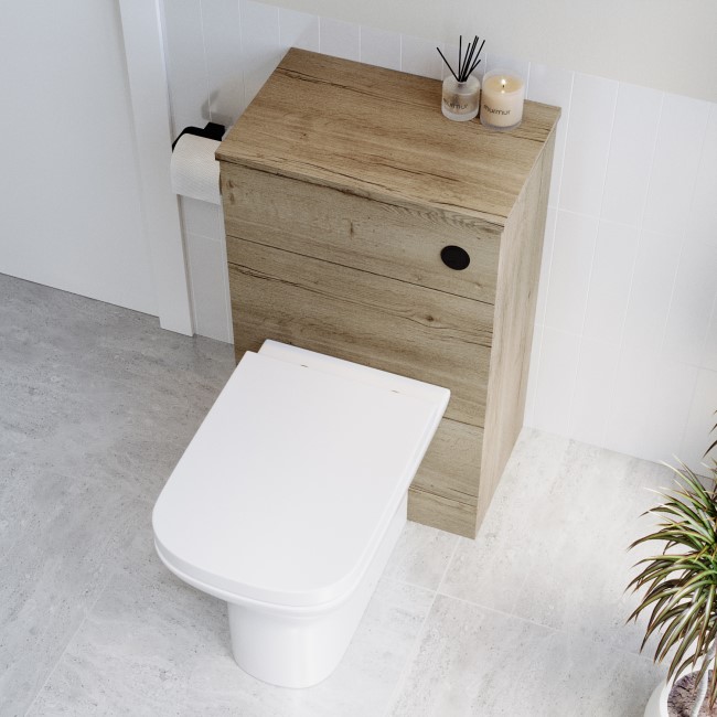 Grade A1 - 500mm Wood Effect Back to Wall Toilet Unit Only - Palma