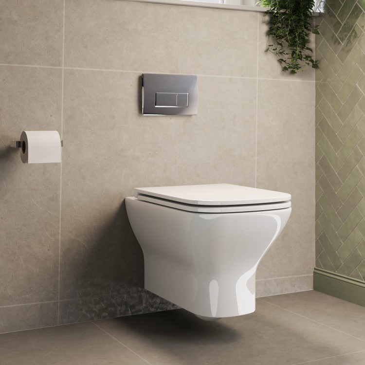 Palma Wall Hung Toilet 820mm Pneumatic Frame & Cistern & Chrome Flush Plate