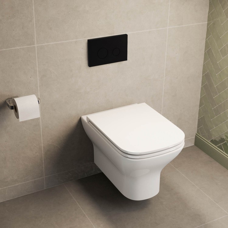 Palma Wall Hung Toilet 1160mm Mechanical WC Frame & Cistern & Black Mechanical Flush Plate