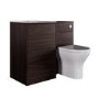 1000mm Walnut Wood Effect Toilet and Sink Unit with Round Toilet and Chrome Push Button - Palma