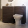 1100mm Walnut Wood Effect Toilet and Sink Unit with Round Toilet and Chrome Push Button - Palma