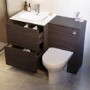 1100mm Walnut Wood Effect Toilet and Sink Unit with Round Toilet and Chrome Push Button - Palma