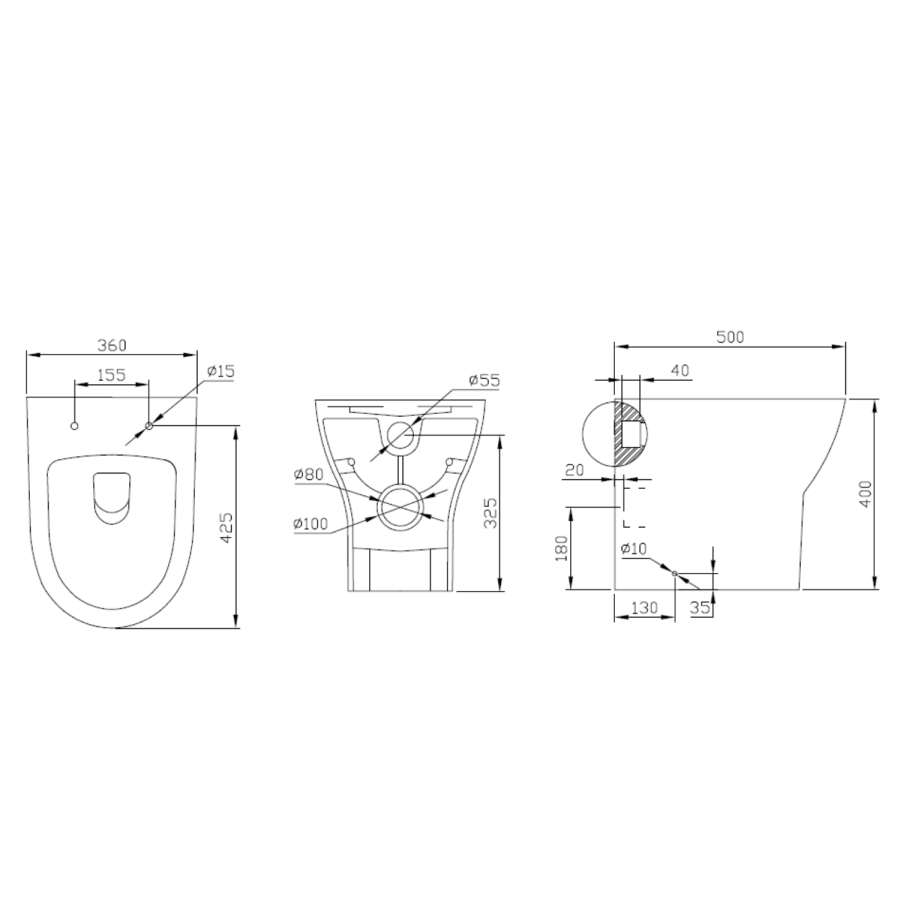 1100mm Walnut Wood Effect Toilet and Sink Unit with Round Toilet and Chrome Push Button - Palma