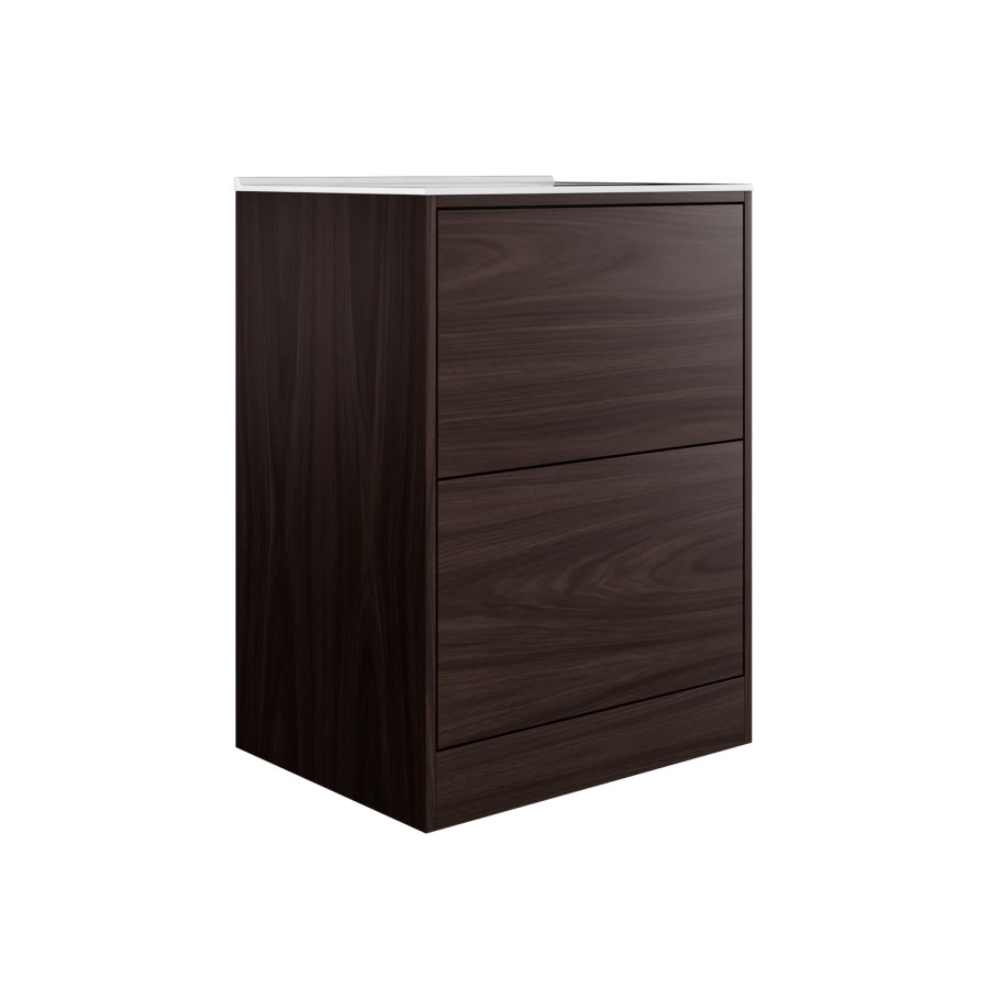600mm Walnut Effect Freestanding Vanity Unit with Basin - Palma