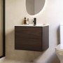 600mm Walnut Wood Effect Wall Hung Vanity Unit with Basin - Palma