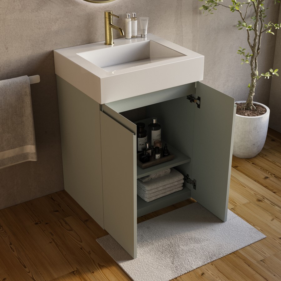 600mm Blue Freestanding Vanity Unit with Basin - Panama