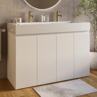 1200mm White Freestanding Double Vanity Unit with Basin - Panama