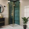 Brushed Brass 8mm Glass Square Hinged Shower Enclosure 800mm - Pavo