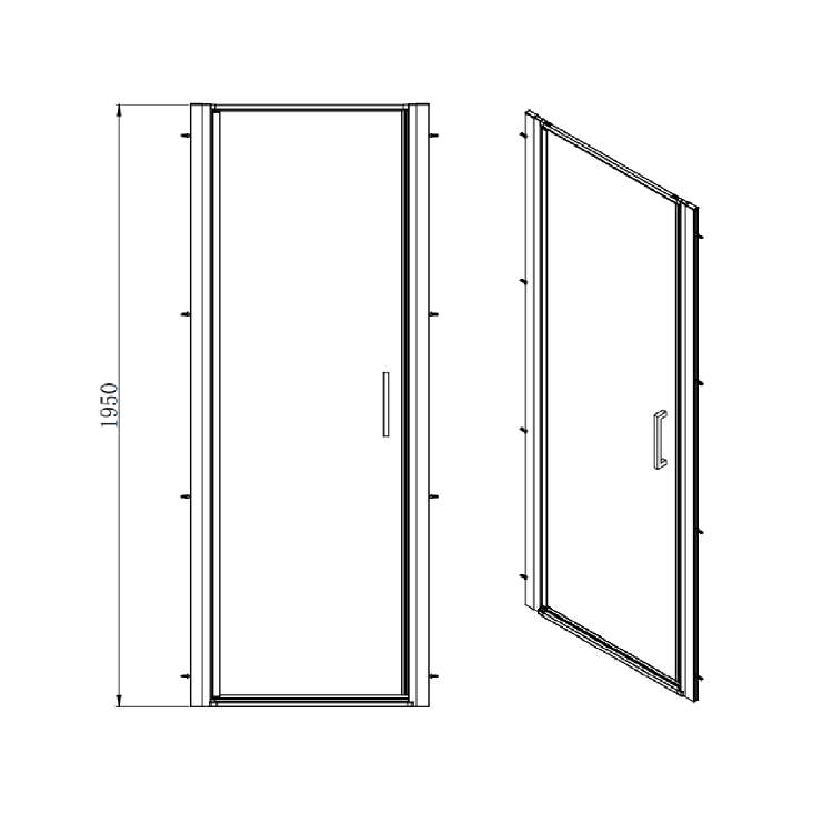 Brushed Brass 8mm Glass Square Hinged Shower Enclosure 800mm - Pavo