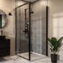 Grade A2 - Black 8mm Glass Rectangular Hinged Shower Enclosure 1000x800mm - Pavo