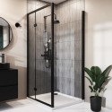 BUN/PAVHGMB1000/84827 Black 8mm Glass Rectangular Hinged Shower Enclosure 1000x900mm  - Pavo