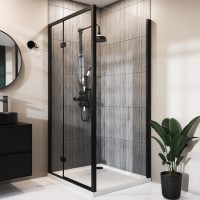 Black 8mm Glass Rectangular Hinged Shower Enclosure 1200x800mm - Pavo