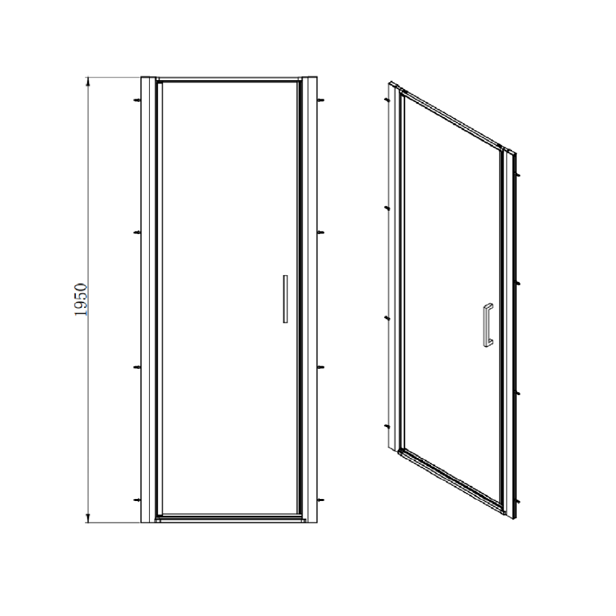Grade A2 - Black 8mm Glass Rectangular Hinged Shower Enclosure 800x700mm - Pavo