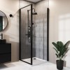 Black 8mm Glass Square Hinged Shower Enclosure 800mm - Pavo