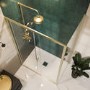 Brushed Brass 8mm Glass Rectangular Sliding Shower Enclosure with Low Profile Shower Tray 1200x800mm - Pavo