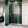 1000mm Brushed Brass Sliding Shower Door 8mm Glass with Traditional Handle - Pavo