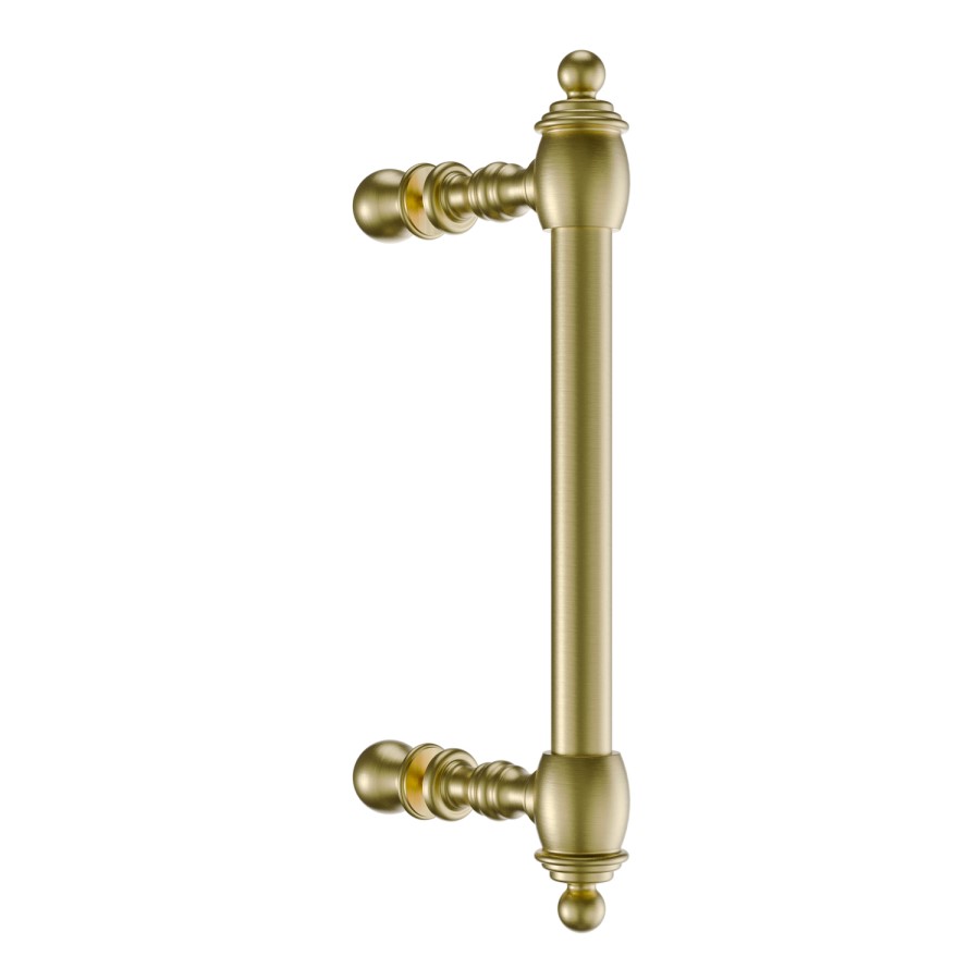 1000mm Brushed Brass Sliding Shower Door 8mm Glass with Traditional Handle - Pavo