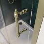 1000mm Brushed Brass Sliding Shower Door 8mm Glass with Traditional Handle - Pavo