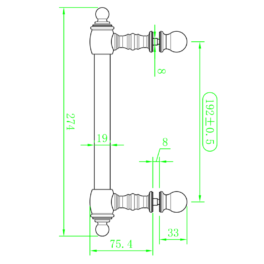 1000mm Brushed Brass Sliding Shower Door 8mm Glass with Traditional Handle - Pavo