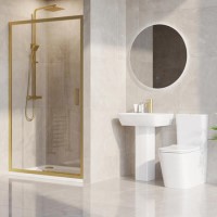 1200 x 800mm Brass Rectangular Sliding Door Shower Enclosure Suite with Toilet and Basin - Pavo