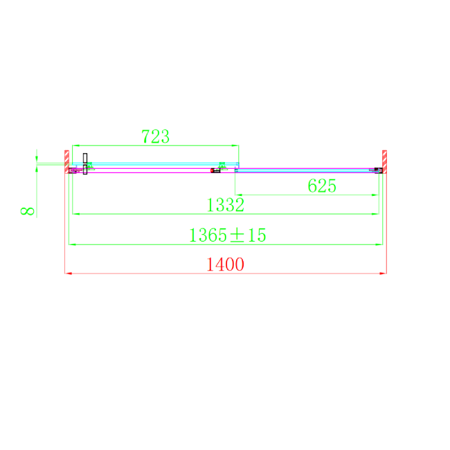 Grade A1 - Brushed Brass 8mm Glass Sliding Shower Door 1400mm - Pavo