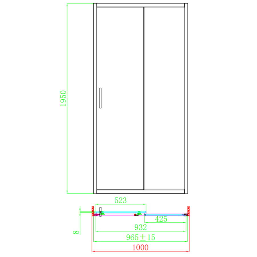 Grade A1 - Gunmetal Grey 8mm Glass Rectangular Sliding Shower Enclosure 1000x800mm - Pavo