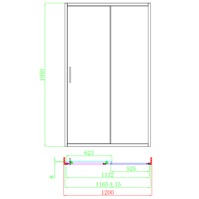 Gunmetal 8mm Glass Sliding Shower Enclosure 1200x900mm - Pavo 