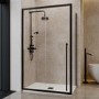 1200x800mm Black 8mm Glass Sliding Shower Enclosure with Extended Handle - Pavo