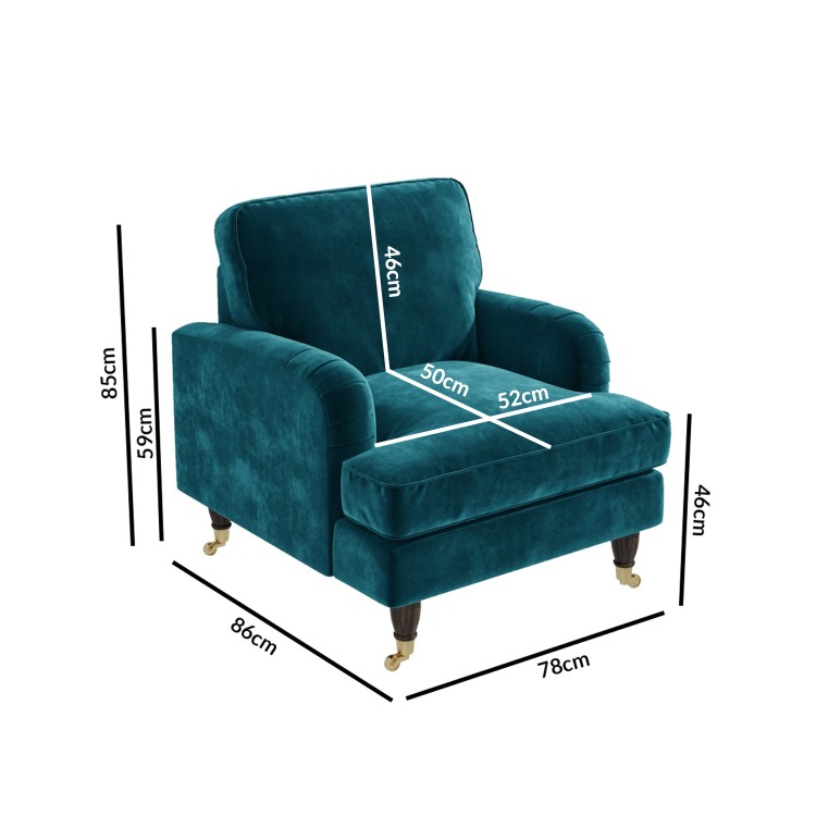 Teal Velvet Armchair and Footstool - Payton