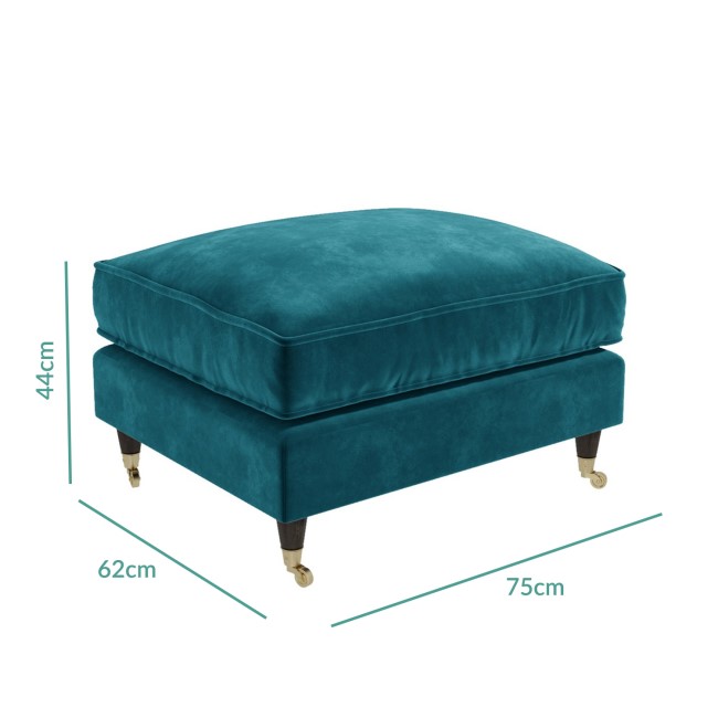 Teal Velvet Armchair and Footstool - Payton