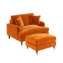 Orange Velvet Love Seat and Footstool - Payton